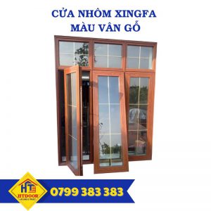 Cửa nhôm Xingfa màu vân gỗ - HTDoor