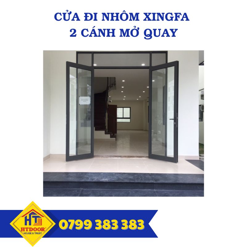 Cửa đi nhôm Xingfa 2 cánh mở quay