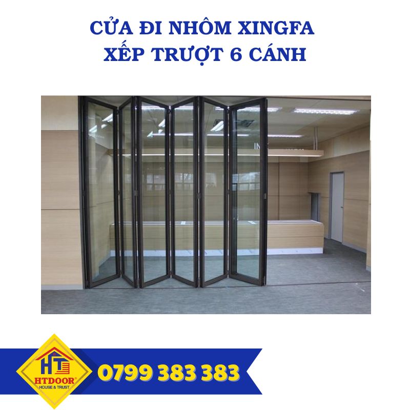 Cửa đi nhôm Xingfa xếp trượt 6 cánh