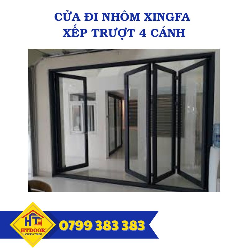 Cửa nhôm Xingfa xếp trượt 4 cánh