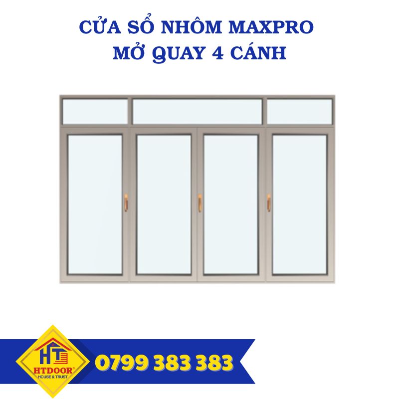 Cửa sổ nhôm Maxpro 4 cánh mở quay Cửa sổ nhôm Maxpro 4 cánh mở quay