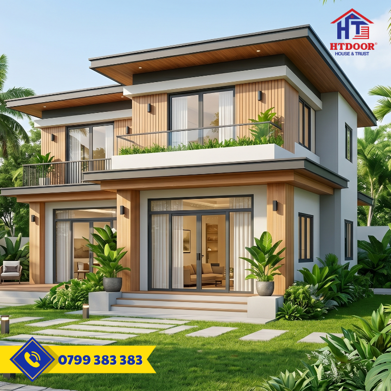 Công trình sử dụng cửa đi nhôm Xingfa 4 cánh mở quay hệ 55