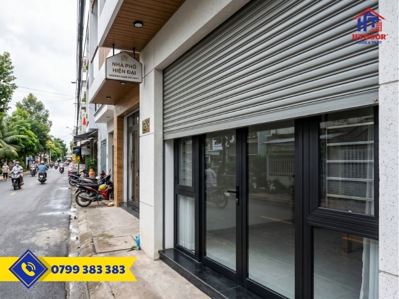 Combo cửa cuốn và cửa nhôm Xingfa cho nhà phố