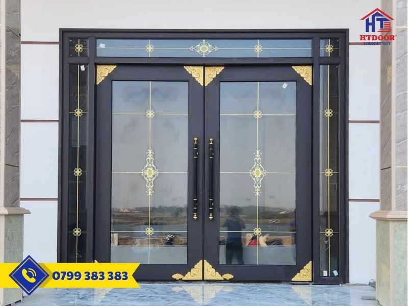 Cửa hệ thủy lực trang trí nan đồng